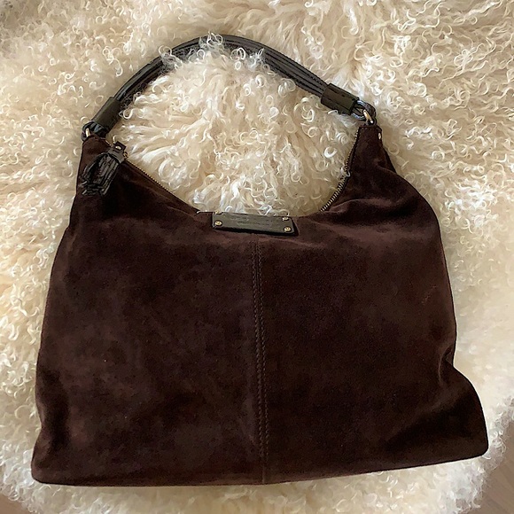 Kate Spade Suede and Patent Hobo Purse - Picture 2 of 9